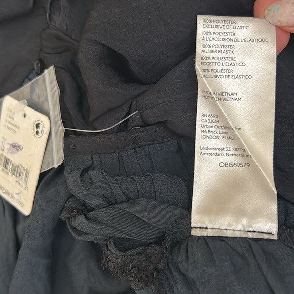 NWT Free People Meet Me There Tie Neck Button Front Blouse Top in Black size S - Picture 7 of 16